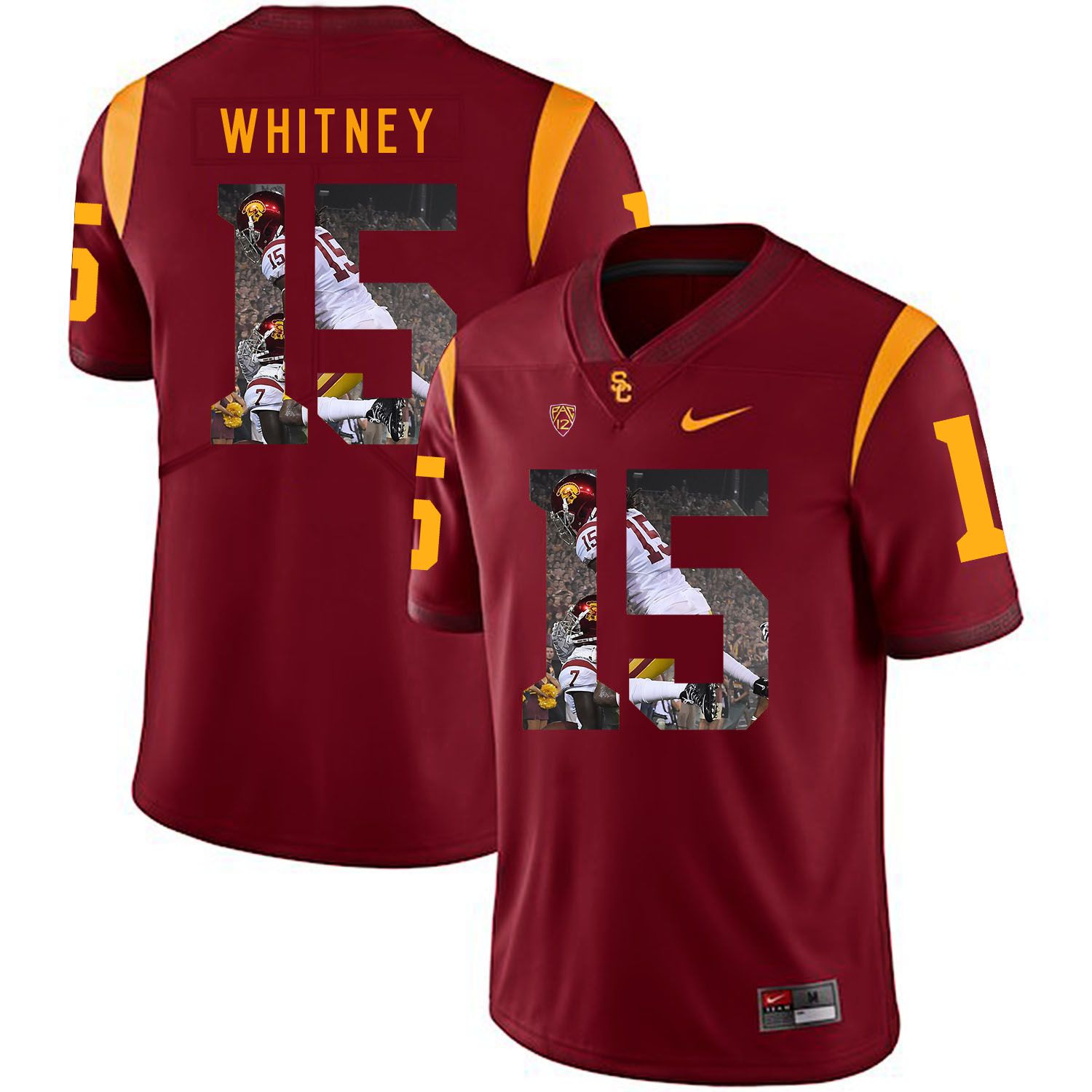 Men USC Trojans #15 Whitney Red Fashion Edition Customized NCAA Jerseys